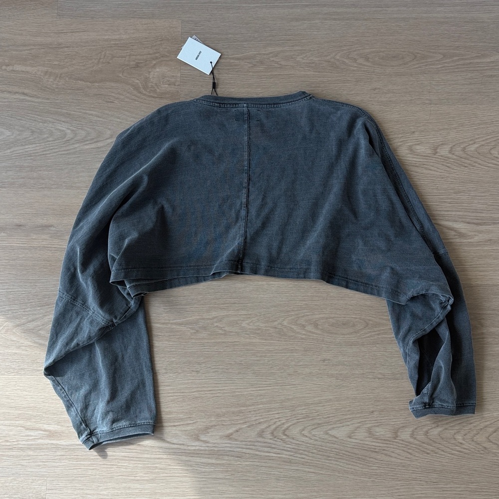 Joah Brown Slouchy Crop Long Sleeve Washed Black Cotton S - Picture 6 of 6